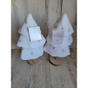 Wonder shop white felt 12 inch tree snowflake set Xmas home decor